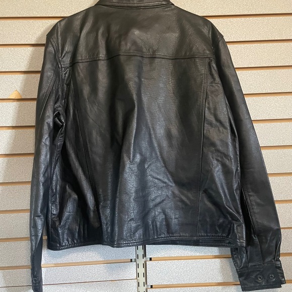Leather King‎ Mens Black Genuine Leather Shirt Jacket Snap Front 3XL 3 X Large - Picture 7 of 7